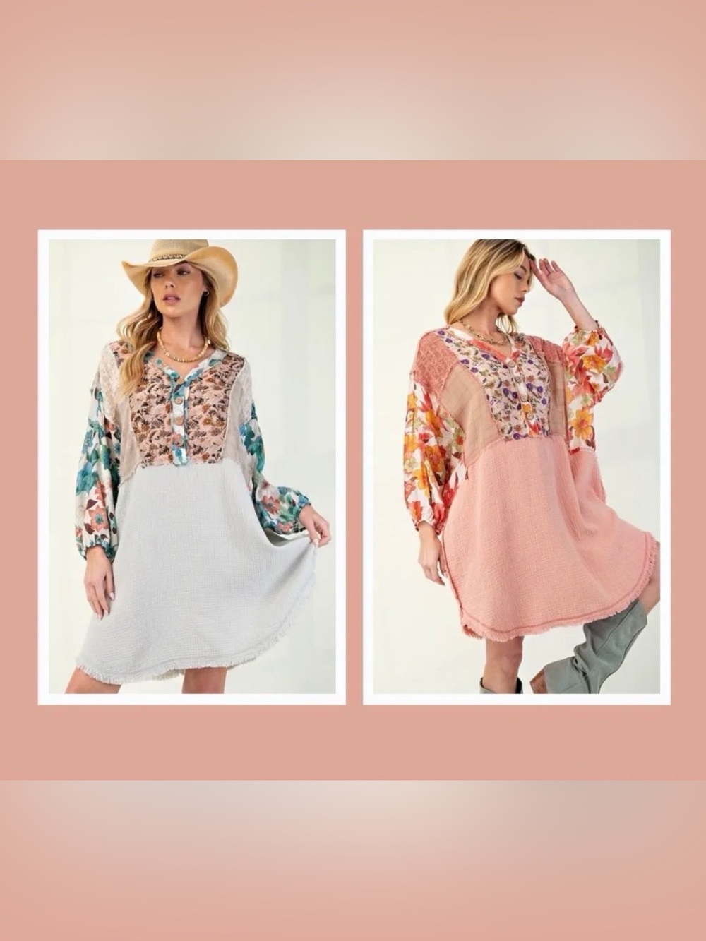 New easel boho dress on pink or blue nwt small medium large